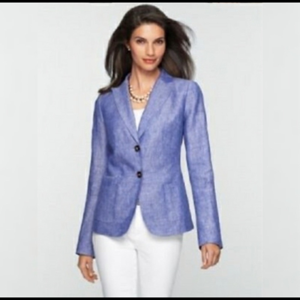 ❤️TALBOTS CLASSIC LINEN BLAZER JACKET ~ 16
